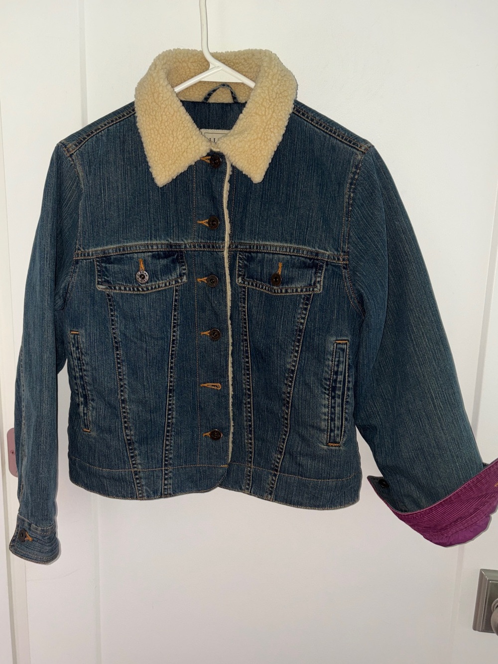 NWOT vintage  L.L. Bean sherpa lined jean jacket women's sz XS petite 0 BDX9